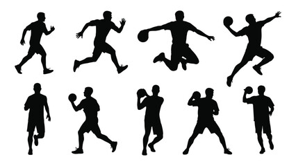 Male athletes sports silhouettes collection isolated on transparent background, Vector