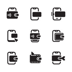 Tap to pay wallet solid icons