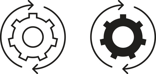 Continuous changes icons set. Simple line vector illustration