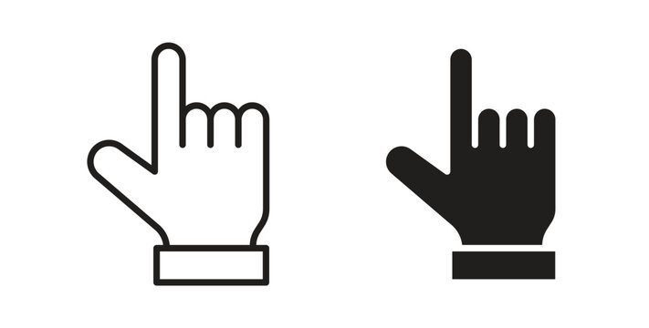 Cursor hand icons set. Simple line vector illustration