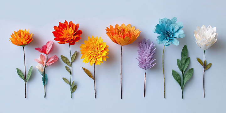 Colorful flowers on a blue background