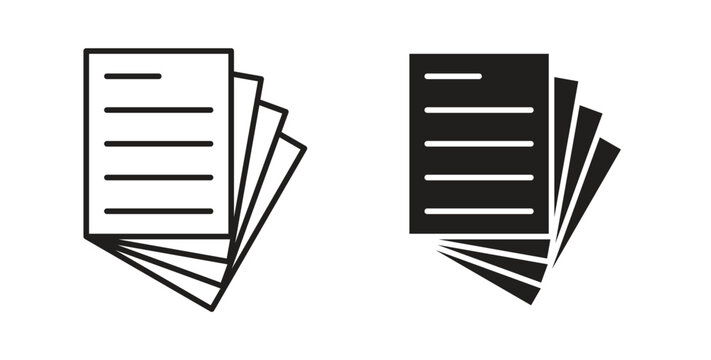Document papers icons set. Simple line vector illustration