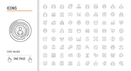 Set of minimalist line icons simple vector glyphs for user interface design isolated on white backgr