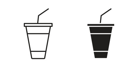 Drink icons set. Simple line vector illustration