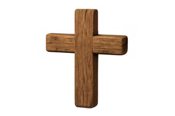 Wood cross showing religious symbolism and devotion. Christian icon expressing sacrifice, hope, and belief with an alpha channel