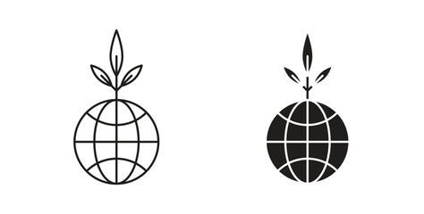 Environment icons set. Simple line vector illustration