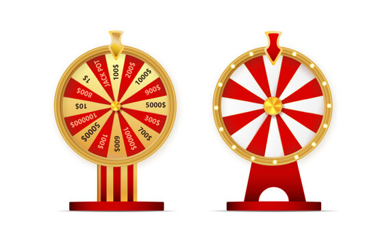 Fortune wheel vector set illustration for gambling background and lottery win concept. Wheel fortune for game and win jackpot.