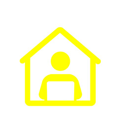 在宅勤務を表すシンプルなピクトグラム(黄色)