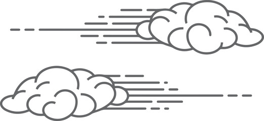 Speed Cloud Puff Icons – Bold Motion Line Vector Set for Weather & UI Design