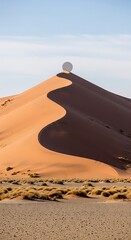 Serene Desert Dune with a Mysterious Sphere.