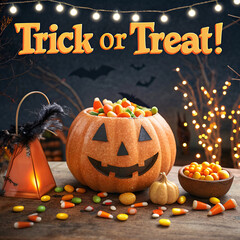 happy halloween social media post template trick