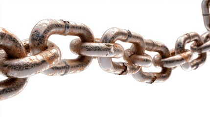 Metallic Chain Links Isolated on White Background for Industrial Use
