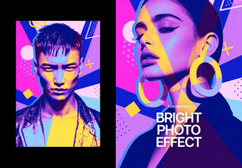 Bright Art Poster Photo Effect Mockup