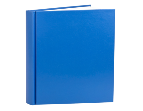 Blue Hardcover Book Standing Upright Front Cover View isolated on transparent background PNG - Powered by Adobe