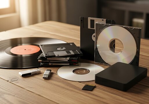 Evolution of Data Storage - From Vinyl to Flash Drives.