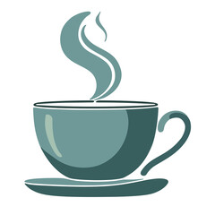 minimalist coffee cup vector illustration, elegant blue coffee cup art, modern minimalist coffee design for branding and café concept