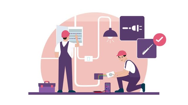 An electrician working in a house 