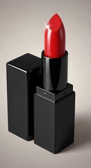 Elegant Red Lipstick in Sleek Black Case - A Beauty Essential.