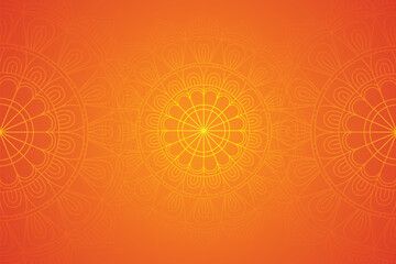Orange background with repeating ornamental circular pattern abstract bright gradient vector illustration