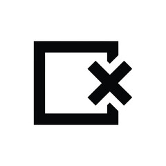 Fototapeta premium Box with Cross Mark Black Icon, Square with X Symbol Isolated on White Background