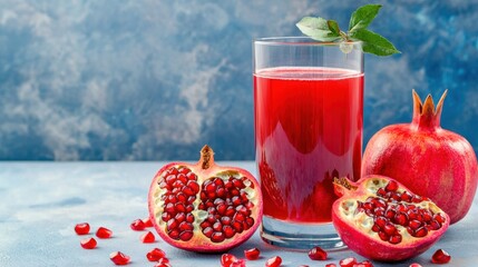 Refreshing Pomegranate Juice with Fresh Fruit and Vibrant Color
