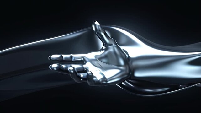 A close-up view of a digital hand reaching out, seamlessly blending with flowing lines of data, symbolizing the intersection of technology and human interaction, and the concept of connectivity in a 