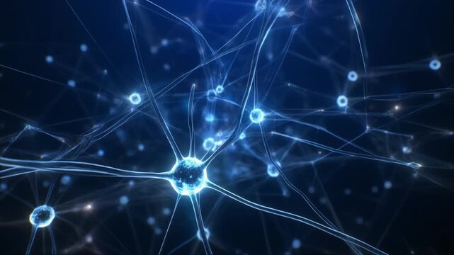 Flying Through Digital Brain, Neurons Firing (Loopable)