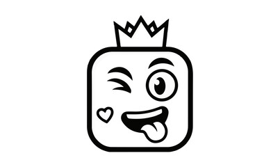 Outlined Winking Crown Emoji