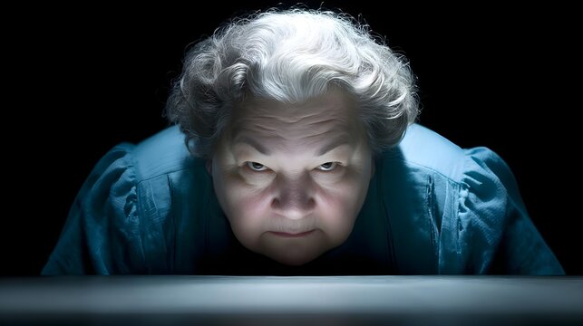 Nurse insurance theme dramatic lighting on examine, retirement, psychology