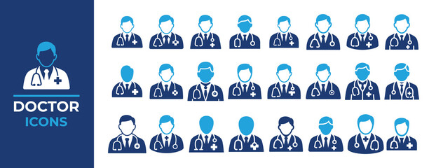 Male doctor icon collection set. Physician doctor icons. vector illustration eps 10
