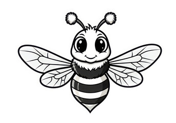 Cute cartoon bee mascot character with big eyes, friendly smile