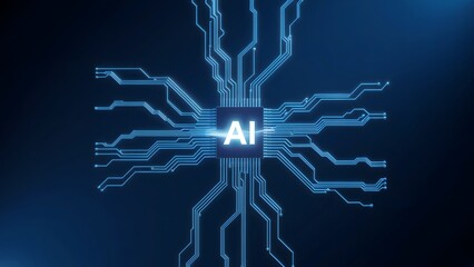 Futuristic AI circuit board glows with digital intelligence offering a glimpse into innovative technology for artificial minds and computer learning
