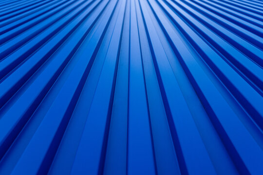 Blue building backdrop,Metal roof blue corrugated iron sheet aluminium steel background wall panel tile construction siding building line pattern texture seamless architecture plate frame container.