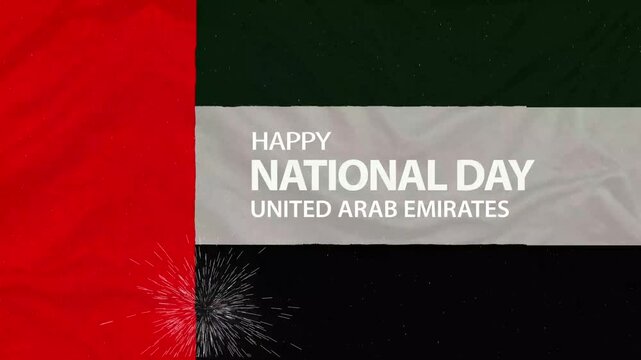 United Arab Emirates National Day Text and waving flag 4k Animation motion transparent background. National Day Celebrate of UAE on 2nd December. 
