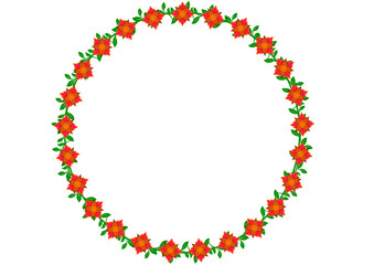 Fototapeta premium Red‑Orange Bloom Vine – Decorative Wreath Frame