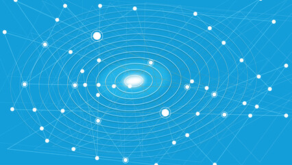 Digital technology and big data analysis background. Abstract technology background with glowing star pattern, digital science design concept, and energy network illustration. A beautiful macro image.