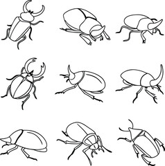 Fototapeta premium Detailed insect outlines perfect for educational materials, scientific illustrations, or minimalist designs, originally crafted as a scalable vector graphic
