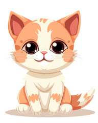Obraz premium Cute Cartoon Kitten with Big Eyes