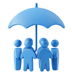 Blue People Under Umbrella isolated on a transparent background