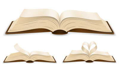 retro open book with pages cartoon stock vector illustration isolated on white background