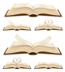 retro open book with pages cartoon stock vector illustration isolated on white background