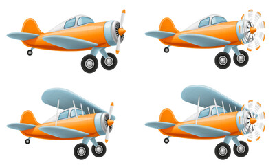 retro aircraft airplane old vintage plane cartoon stock vector illustration isolated on white background