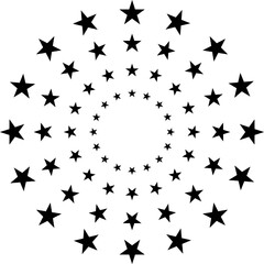 Spiral of stars in perspective, Star circle pattern 