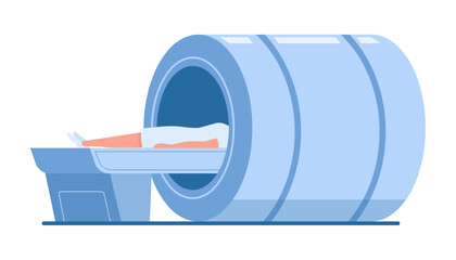 MRI Scanner with a patient inside. Vector illustration.