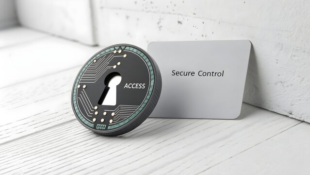 A digital keyhole with the words Access and Secure Control