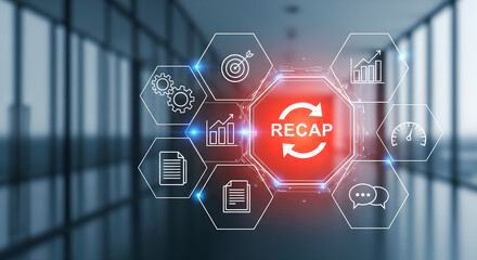 Recap Business Summary Review Performance Digital Concept Blurred Background