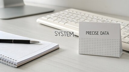 Minimal desk setup with code labels and office workspace tools