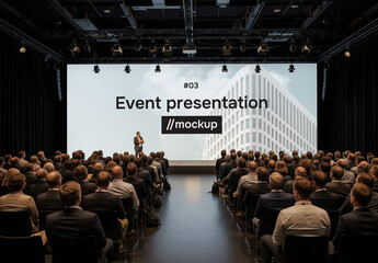 Business conference stage mockup