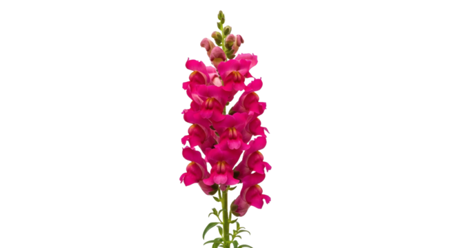 Elegant pink snapdragon flower stem isolated on black digital artwork