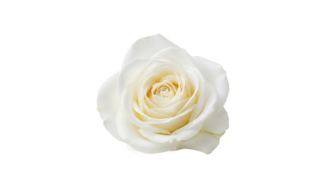 Elegant white rose flower head close up isolated digital composition style